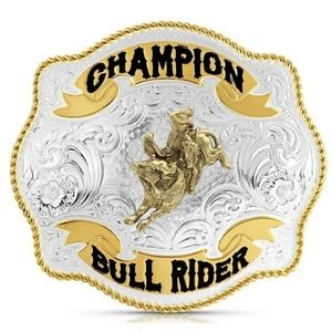 Montana Silversmiths Fine Silver Scalloped Champion Bull Rider Buckle MSRP $150